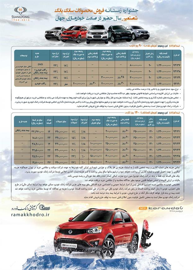 پیش فروش زمستانی محصولات سانگ یانگ